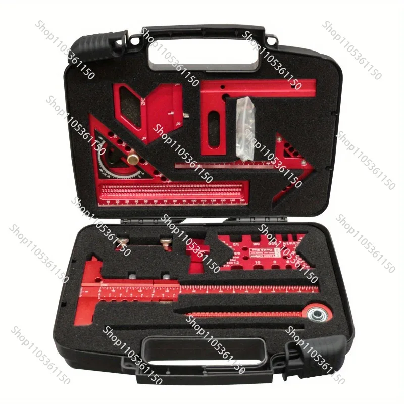 Woodworking Measuring Tool Kit with Storage Box 10-piece Set Project Planning Layout Plank Splicing Auxiliary Kit