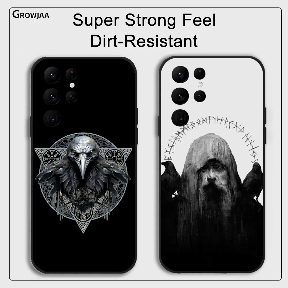 Odin Ravens N-Norse Myth Phone Case For Samsung Galaxy S25 S24 S22 S23 Ultra S21 S20 Plus 5G Protective Silicone Funda