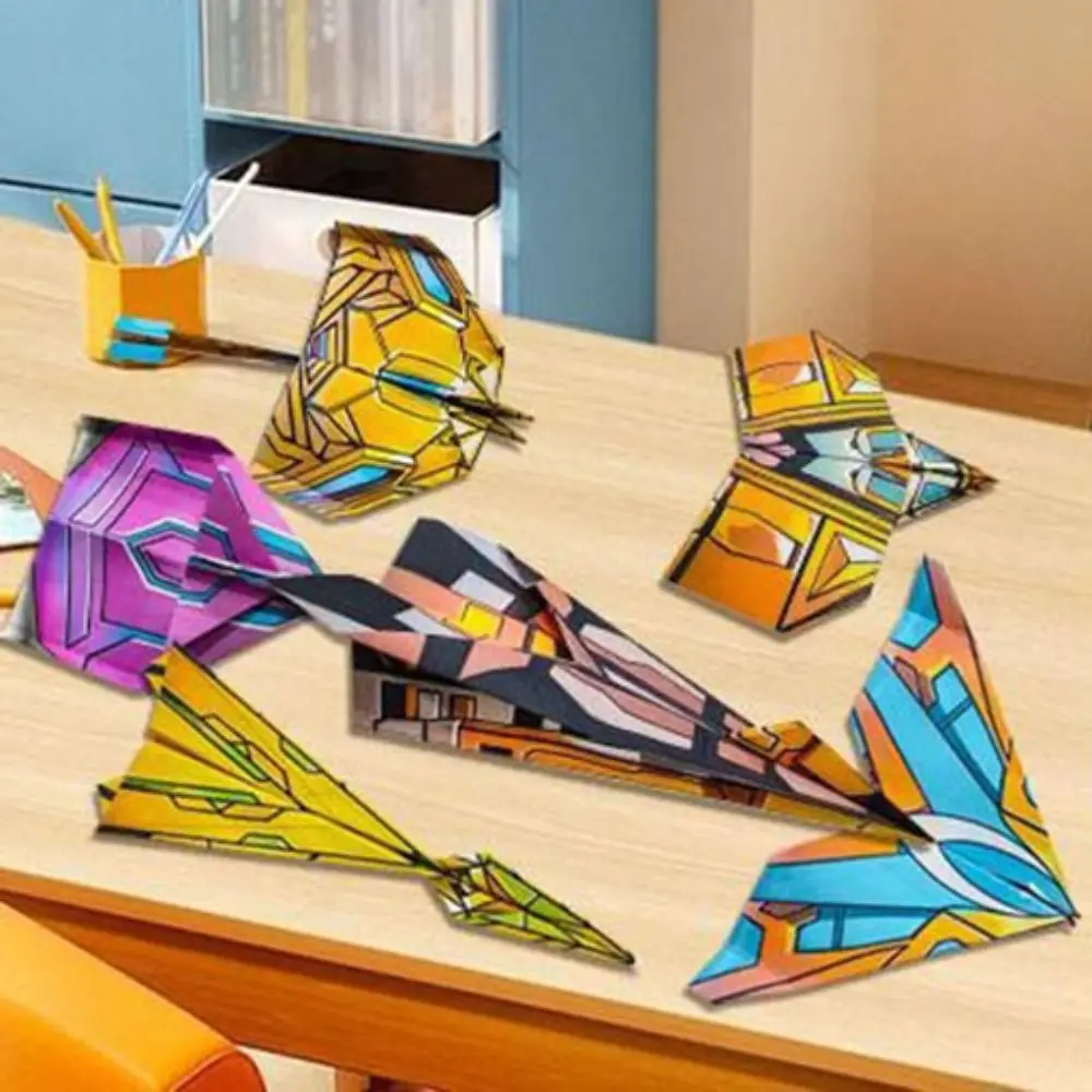Zestaw papieru kolorowego do rękodzieła Montessori, składane samoloty origami, zestaw do nauki sztuki, kreskówkowy, uniwersalny papierowy samolot, zabawka.