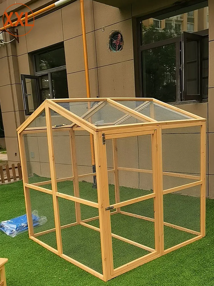 Solid wood chicken cage running duck  pigeon rabbit cage net frame indoor and outdoor