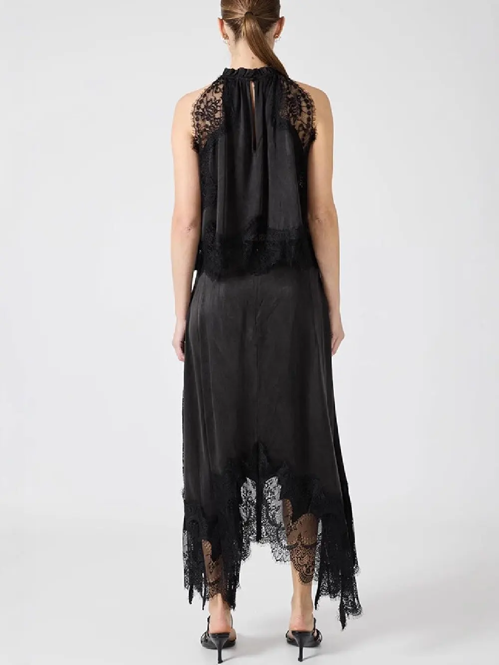 Élégant col rond dentelle sans manches haut court jupe nouveau deux pièces ensemble femmes tenues fête Y2K Streetwear été vêtements décontractés
