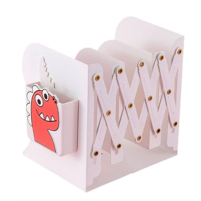 귀여운 확장 가능한 북 엔드 장식 3 그리드 금속 북 엔드 조절 가능한 책 스탠드 잡지 홀더 만화 펜 홀더 최고의 판매
