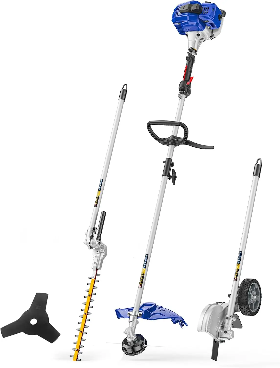 26cc 2-Cycle Gas Weed Wacker, 4-In-1 Wheeled Edger Kit | 17-In Trimmer, 9-In Wheeled-Edger, 16-In Hedge Blade And 10-In Brush