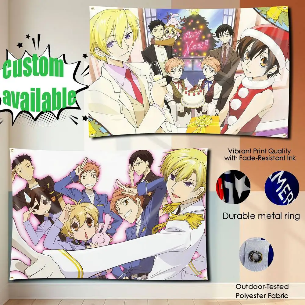 Classic Anime Ouran High School Host Club Flag Tapestry Banner for Bedroom Living Room Outdoor