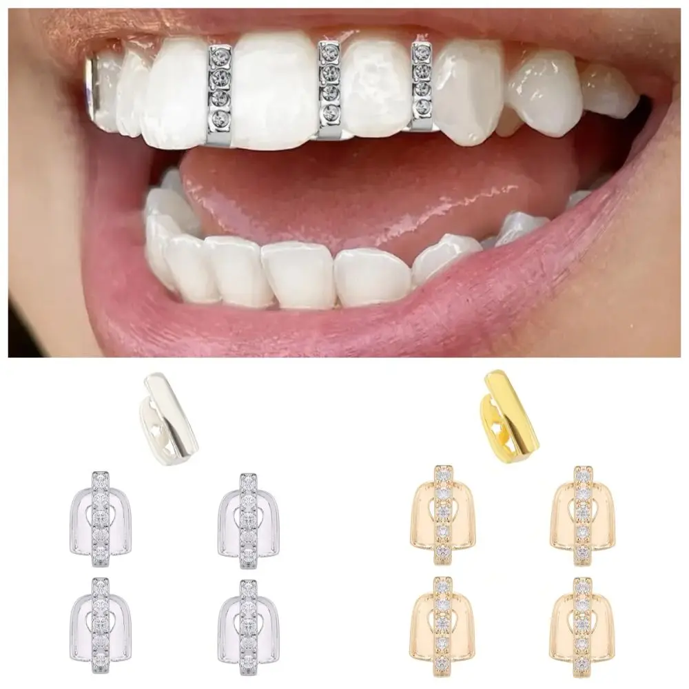 

3/5Pcs Punk Hip Hop Teeth Grillz Funny Removable Single Clips Grillz Gold Silver Color Unisex Single Dental Braces Rapper
