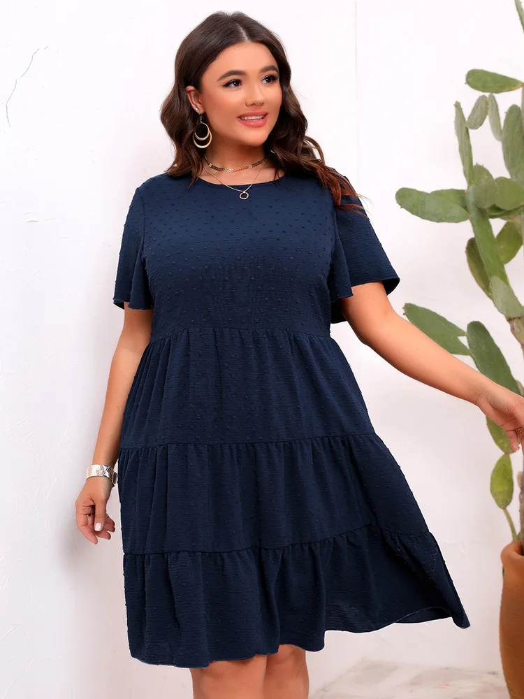 GIBSIE-Vestido corto holgado de talla grande para mujer, minivestido de verano con dobladillo y volantes, cintura alta, estilo bohemio, informal,