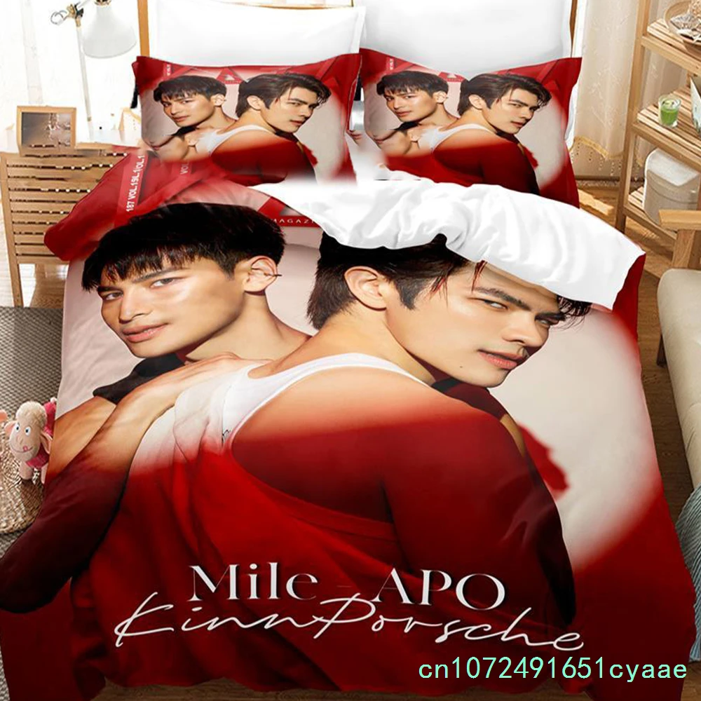 KinnPorsche Mileapo Bedding Set Boys Girls Twin Queen Size Duvet Cover Pillowcase Bed Kids Adult Fashion Home Textileextile
