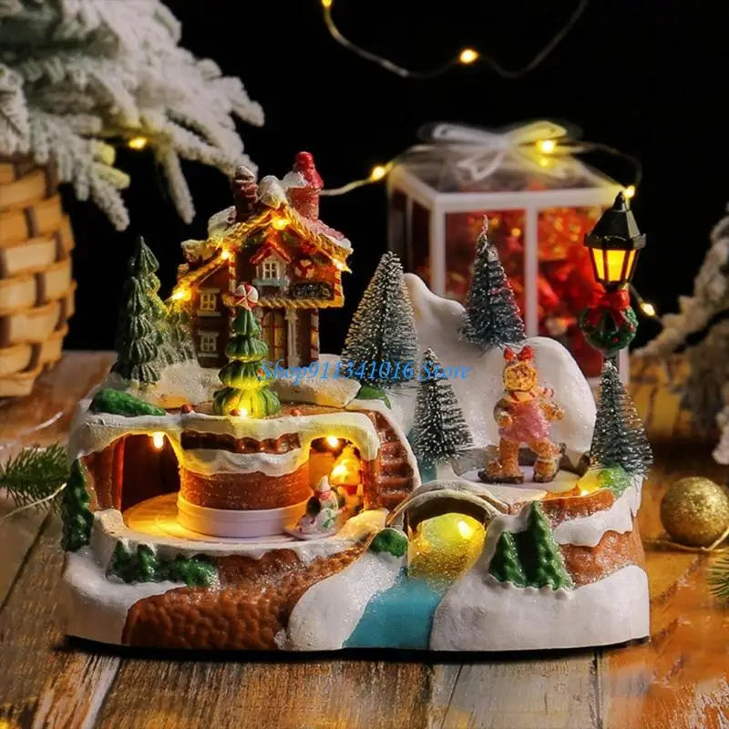 

Рождественский деревенский дом, фигурки, музыкальные рождественские коллекционные здания, декор