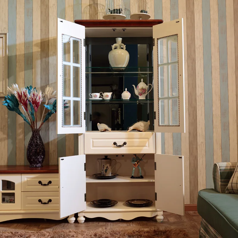 

1 Solid Wood Pastoral Wine Cabinet American Country High Cabinet Locker Restaurant Furniture