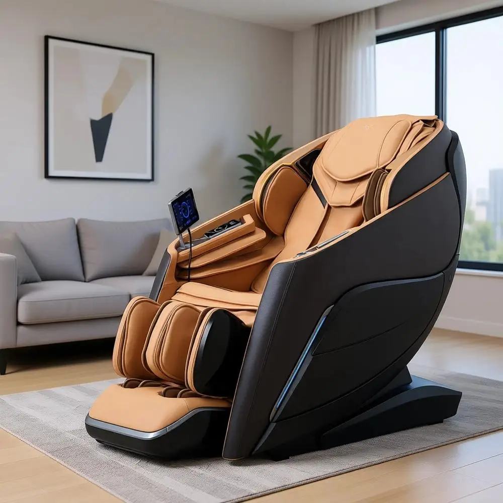 4D Massage Chair with Full Body Zero Gravity, SL Track, Yoga Stretch, Detection, APP Control, and Electric Recline (Brown)