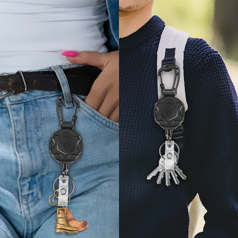 Retractable Keychains Heavy Duty Badge Reel Retractable Id Badge Clip With Upgraded Mountaineering Buckle
