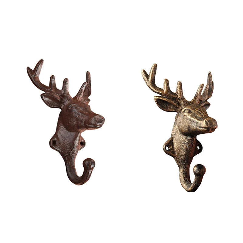 Coat Hook Ornamental Wall Key Holder Hanger Practical Distressed Deer Head Hook Hanger For Towel Easy To Use Coffee Color