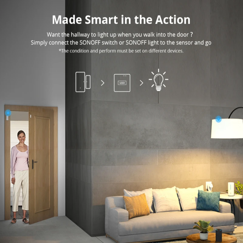 SONOFF DW2 /DW2-RF Wifi Door Window Sensor Wireless Switch Door Window Detector Smart Home Remote Control Via eWeLink App