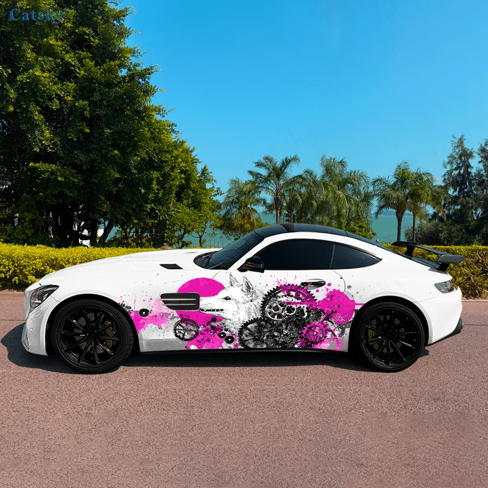 

Красочная виниловая наклейка с головой волка, самоклеящаяся наклейка из ПВХ, подходит для грузовиков, внедорожников, украшения, автоаксессуары, подарок