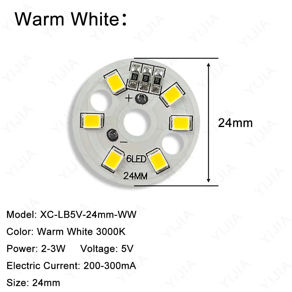 LED ライトパネル ウォームホワイト DC 5V 直接 USB ドライバー不要 SMD COB 2835 チップ直径 24 ミリメートル PCB ボード DIY ダウンライトスポットライト用