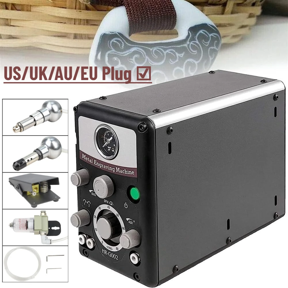 

Jewelry Pneumatic Engraving Machine 400-800RPM Dual Head Impact Graver Adjustable Speed for Jewelry Crafts and Wrought Iron