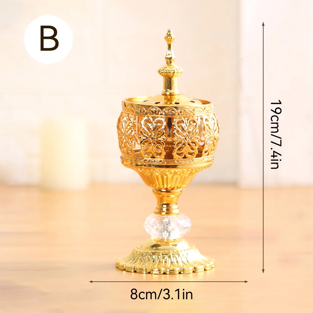 Lace Incense Burner Eid Ramadan Mubarak Arabic Luxury Censer Metal Golden Stove Bakhoor Incense Censer Holder Home Decoration