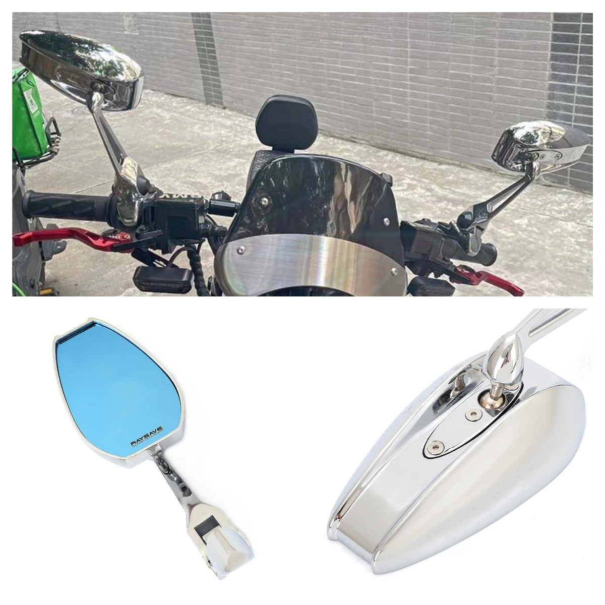 

Universal Motorcycle Scooter Modified Large-field Rearview Mirrors Electroplate Side Mirror