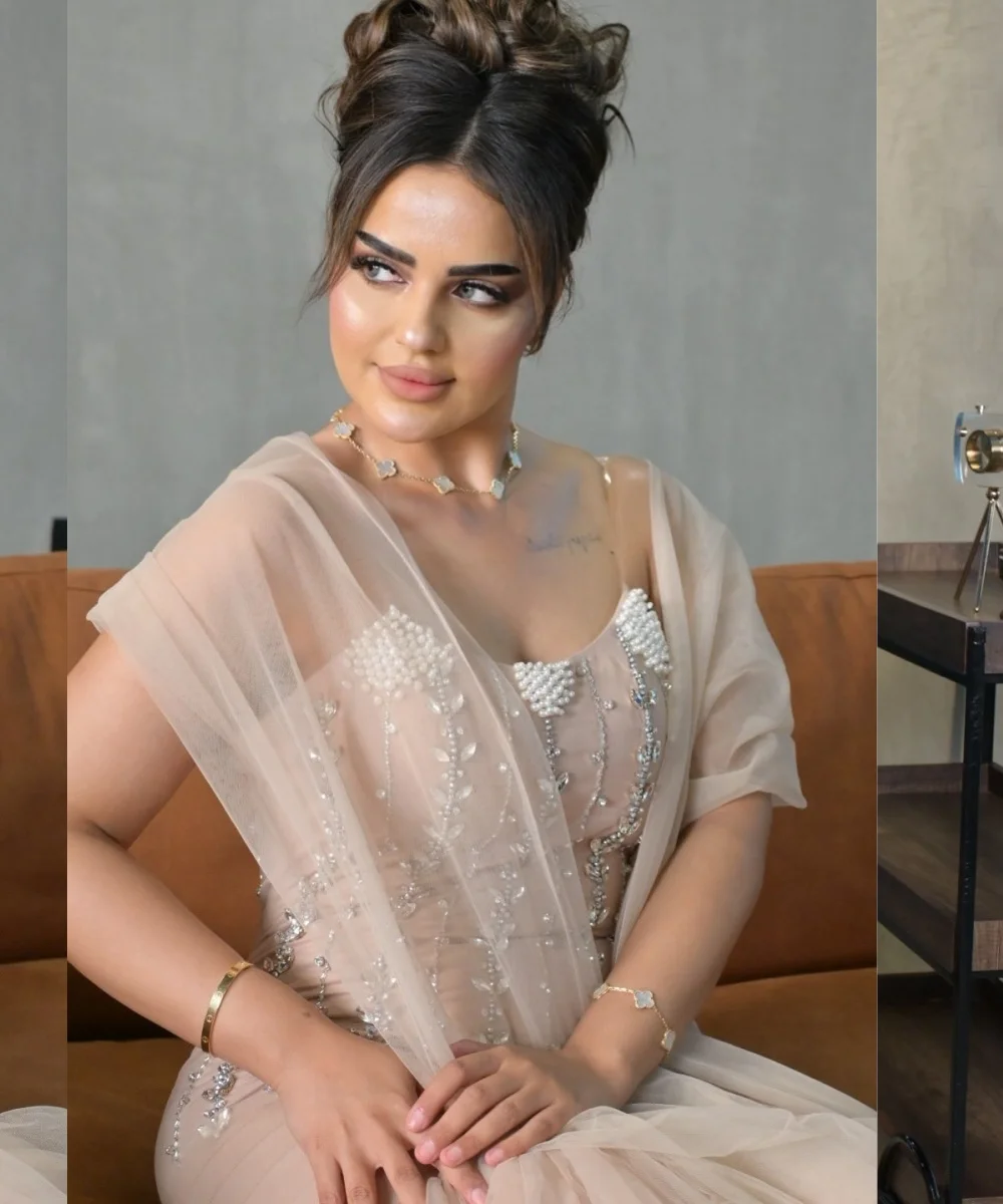 Maßgeschneiderte Formelle Jersey-Kleider mit Plissee und Paillettenmuster, Trägerloses Langes Trompetenkleid für Quinceañera, Luxuriöse Partykleider