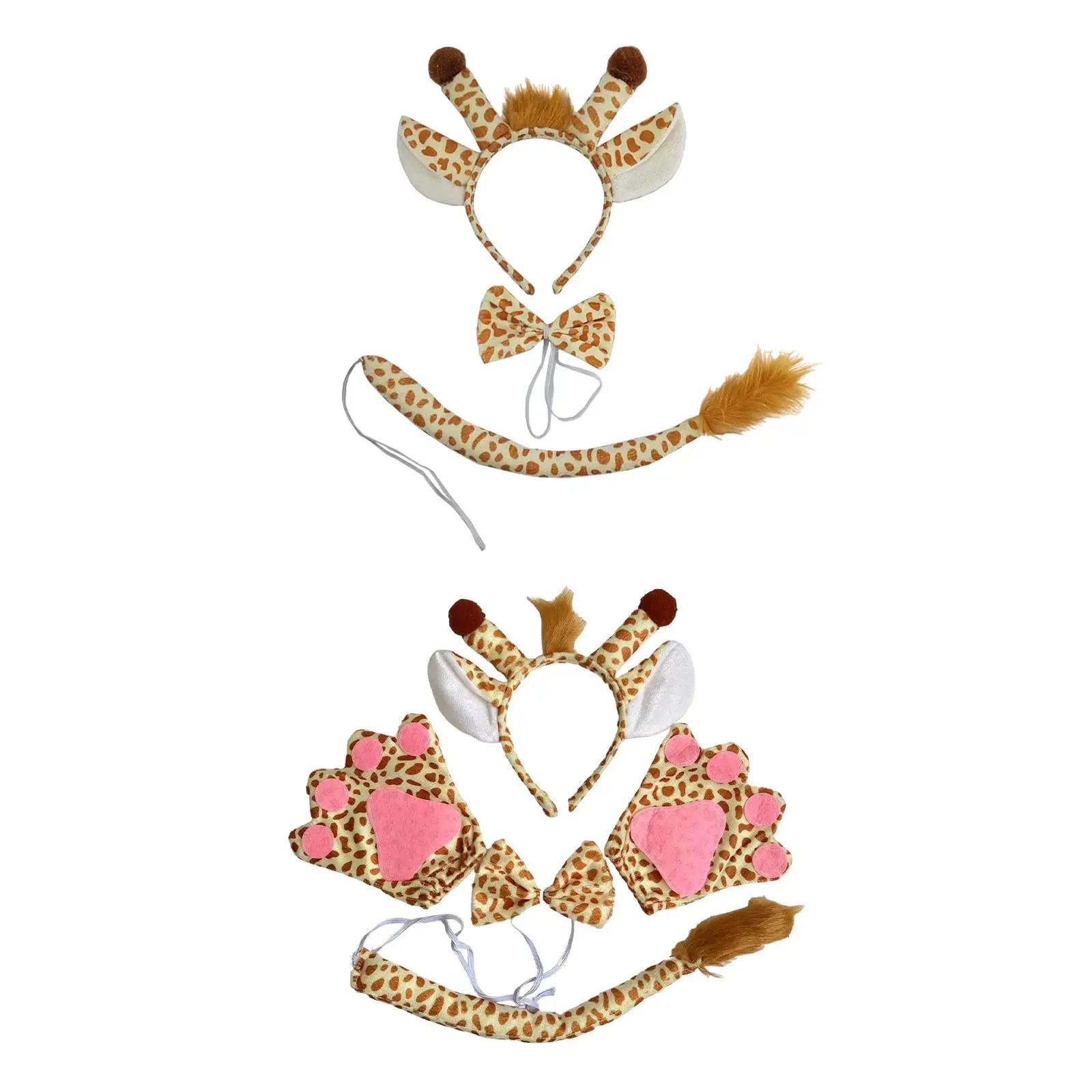 

Набор для костюма жирафа: повязка на голову с ушками, хвост и галстук-бабочка. Длинный хвост и уши жирафа для детей, для выпускного, сценических выступлений, Хэллоуина, танцевальных вечеринок.