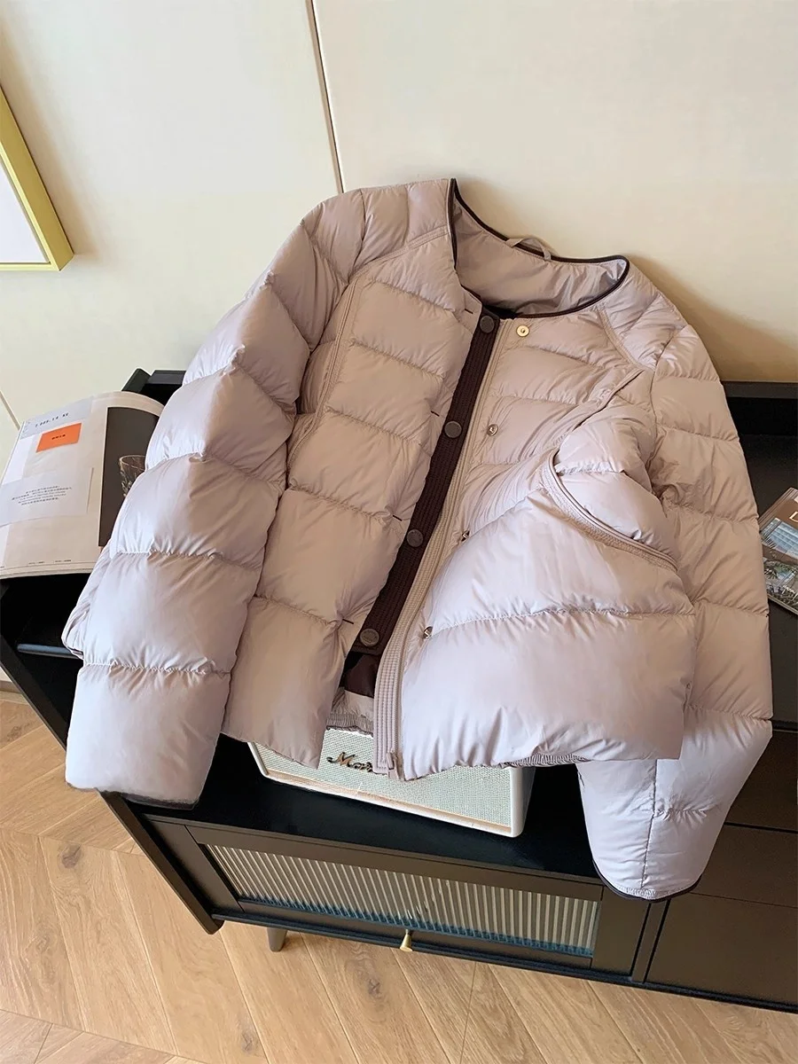 Koreaanse Sle Thiened Katoen Jaet ronde Ne Dames Winter High-End Veelzijdige Warme Bovenkleding Woon-werkverkeer Loose Fit Lange Sve