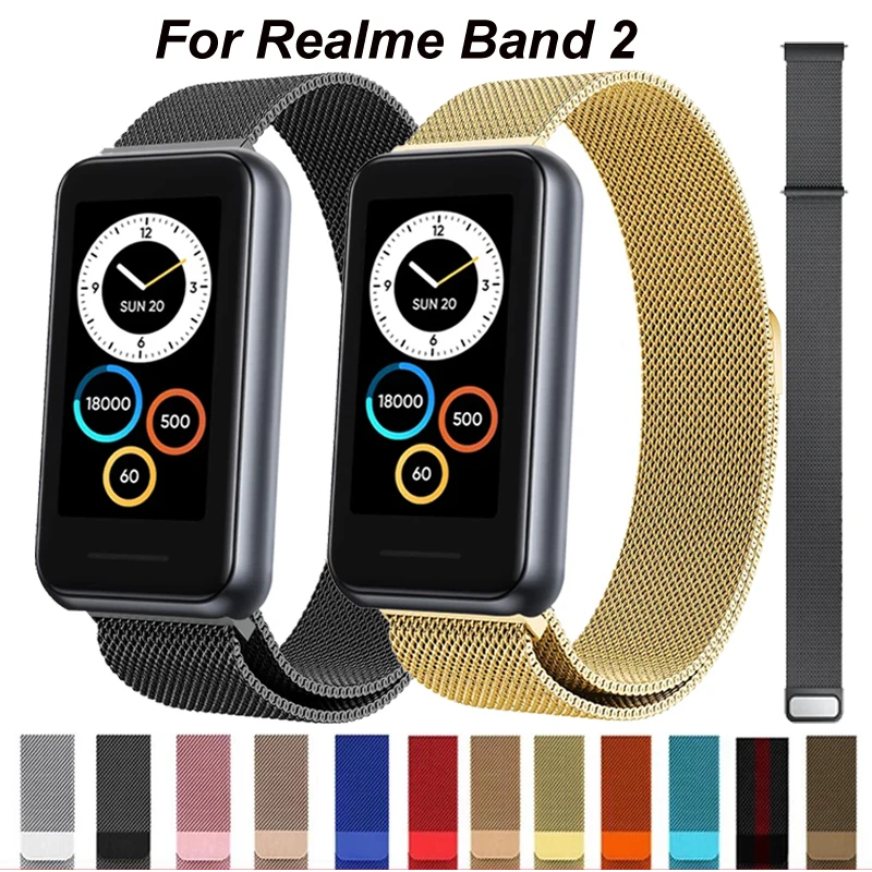 Mesh-Armband für Realme Band 2 Smart Band Ersatz 18 mm Schnellverschluss Edelstahl Milanese Loop für Realme Band 2 Armband