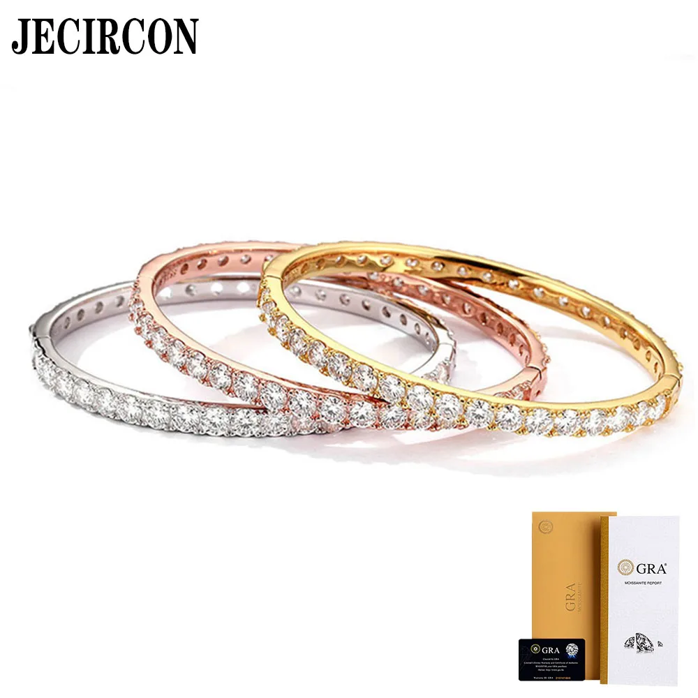 

JECIRCON Single 0.3CT Diamond Full Moissanite Bangle for Women 925 Sterling Silver Row Diamond Bracelet Gift Fashion Versatile