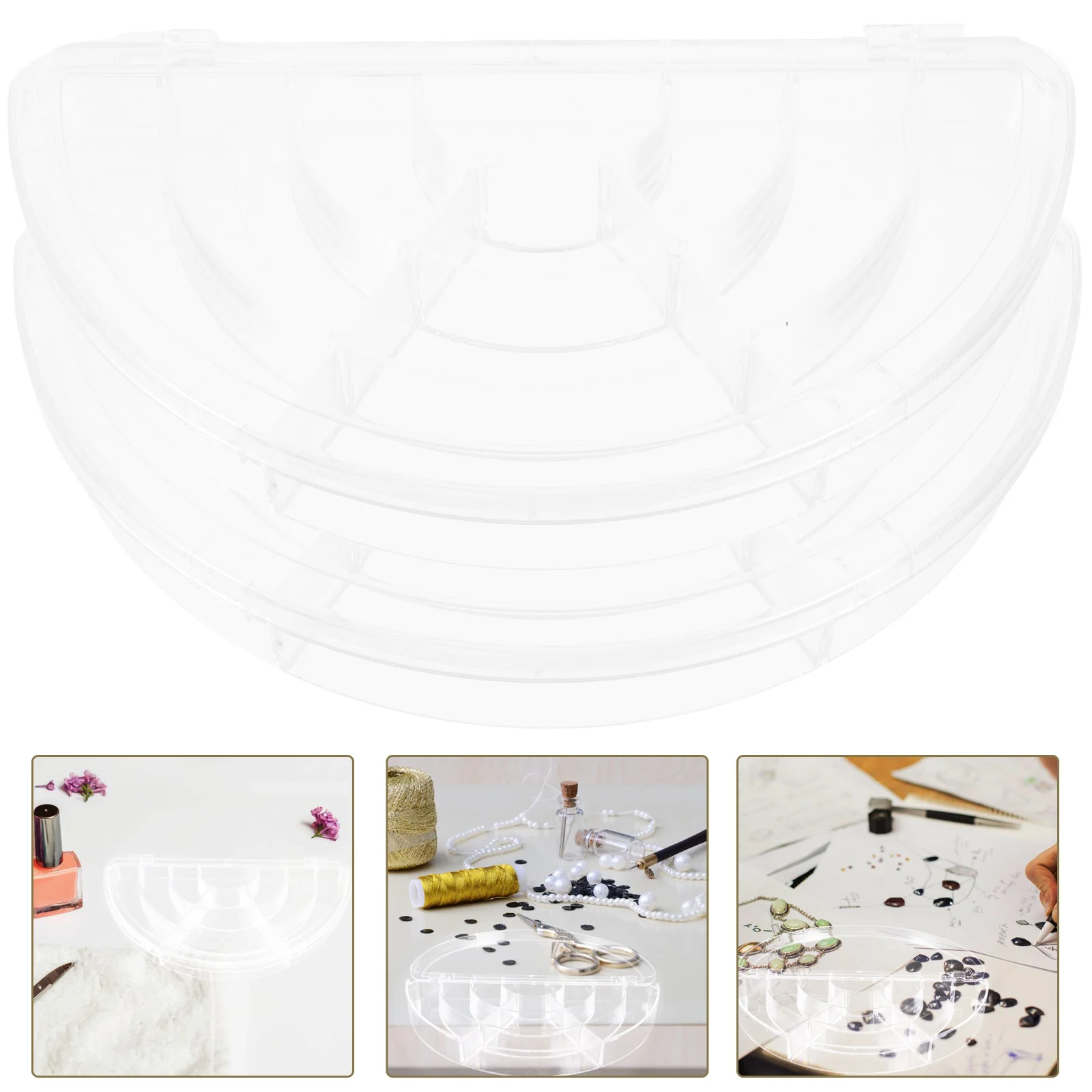 

2pcs Bead Storage Organizer Clear Mini Containers for Jewelry Buttons Crafts Durable Material Hinged Lid Dustproof for Small