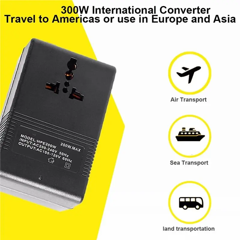 AB41-EU Plug Inverter 200W Voltage Converter Transformer 220V To 110V Step - Down Transformer 110V To 220V Travel Adapter