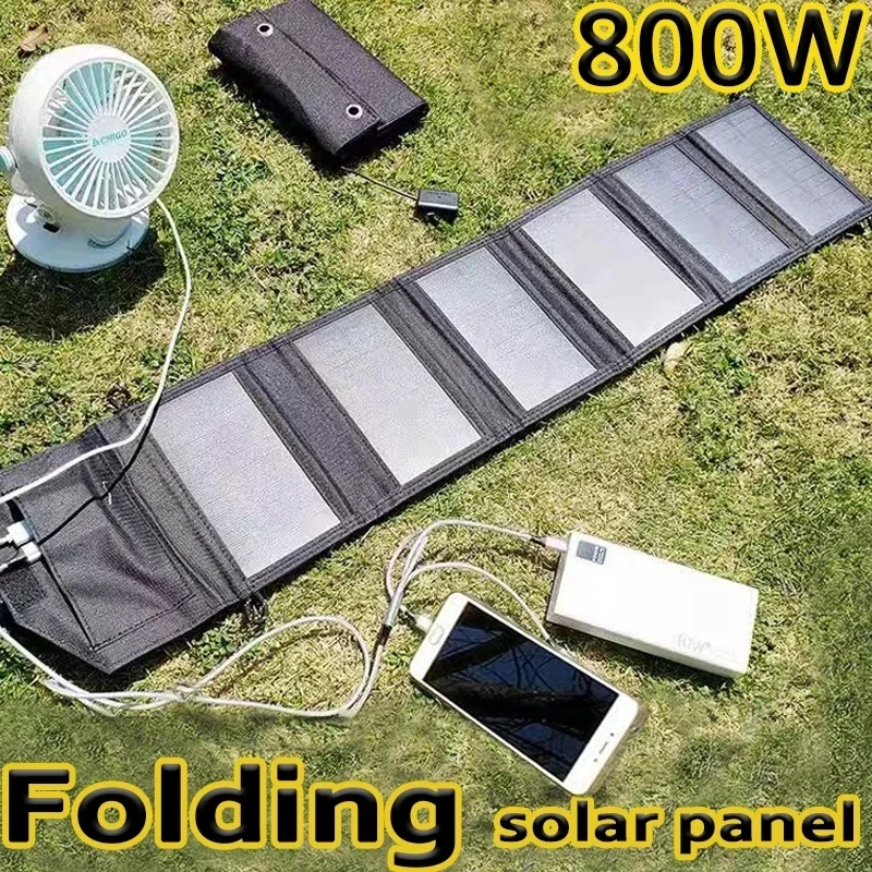800W Portable Polysilicon Solar Panel Charger USB 5V DC Foldable Solar Panel For Phone Charge Power Bank For Hiking Camping
