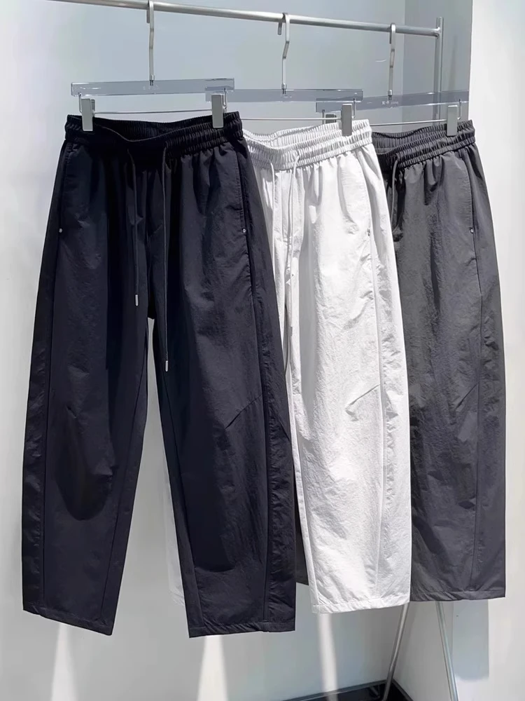 

Ice Silk Men's Summer Thin Straight Leg Wide Leg Long Pants Cool Feeling Casual Trousers Loose Fit Youth Active Sle Polyest...