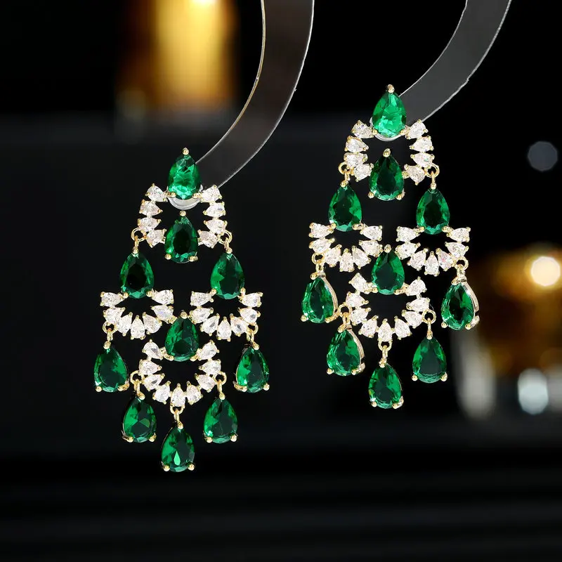 

s925 Silver Needle Light Luxury High-end earrings Heavy Industry Exaggerated and grand water drop earrings for women