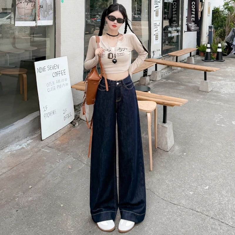 بنطلون جينز مستقيم نسائي صديق للبشرة مريح قابل للتمدد منخفض الارتفاع Bootcut أزرق واسع الساق من قماش الدنيم بنطلون High Street Y2K