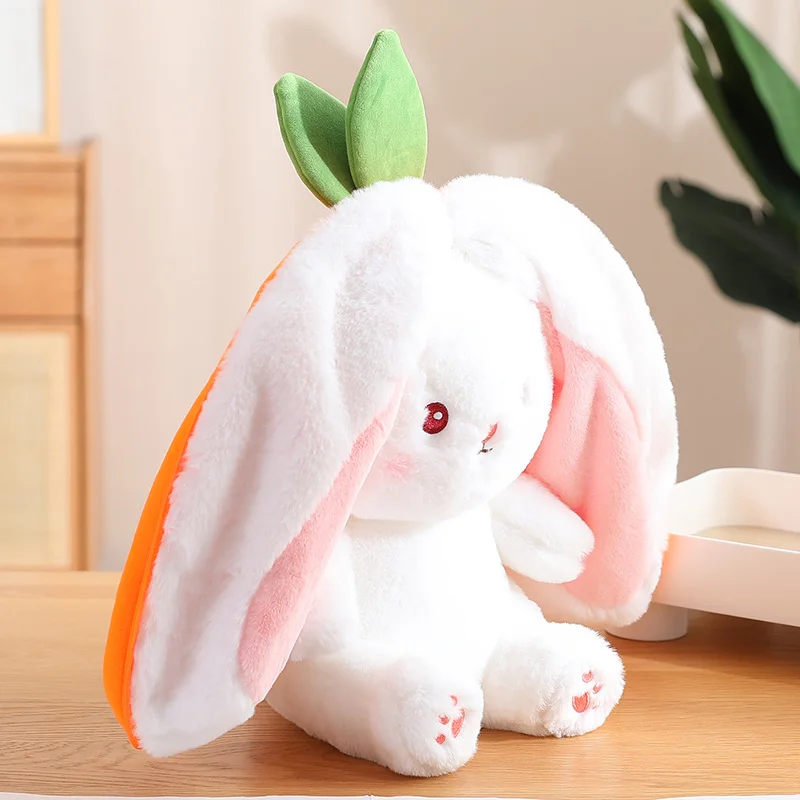 Kawaii Fruit Transfigured Bunny Plush Toy Cute Carrot Strawberry Turn Into Rabbit Plush Toy Kids Birthday Christmas Gift