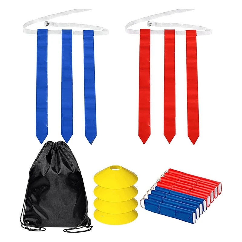 

Flag Football Set-14Pcs Belts With 42 Flags(21 Red And 21 Blue Flags) Touchdown Training Flag Belts