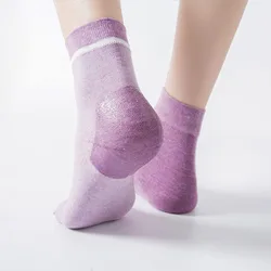 Silicone hidratante gel calcanhar meias rachado pé seco protetor feminino senhoras cor sólida algodão baixo tubo spa meias tripulação 5 cores
