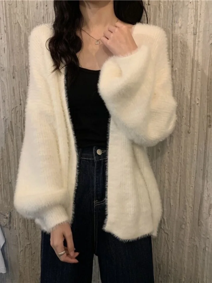 

Laid-ba Sle вязаный свитер пальто осень-зима мягкий теплый искусственный норковый бархат удобный универсальный топ с запахом женская мода