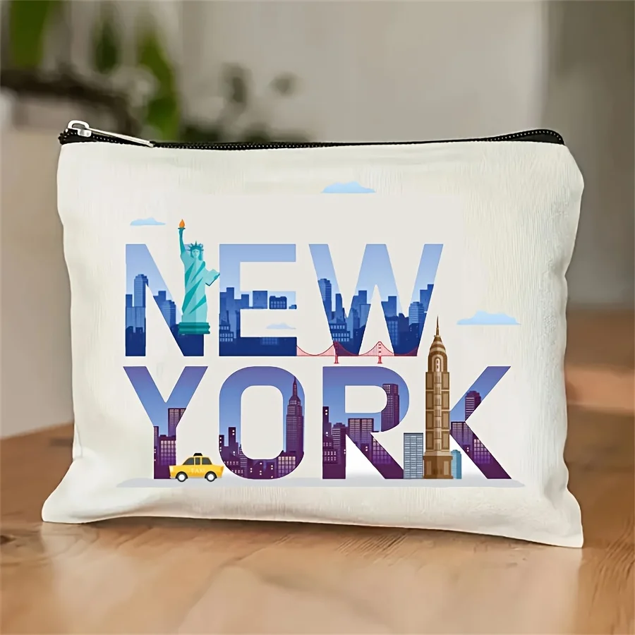 1pc London-Themed Makeup Bag Compatible for Women - Iconic London Landmarks Print Cosmetic Organizer Travel Bag with Ben & Lond