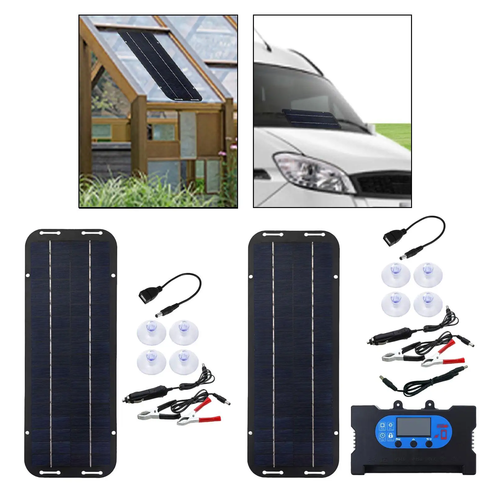

Solarpanel Set with 4 Suction Cups IP65,Waterproof ,Portable Accessories Professional for Home RV Shed Cabin Motorhome Marine