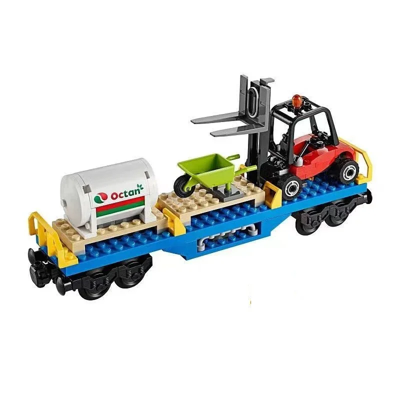 MINISO New City High Tech Retro Steam Train Cargo Technical Brick Compatible 60052 Building Blocks Toys for Adults Children Gift