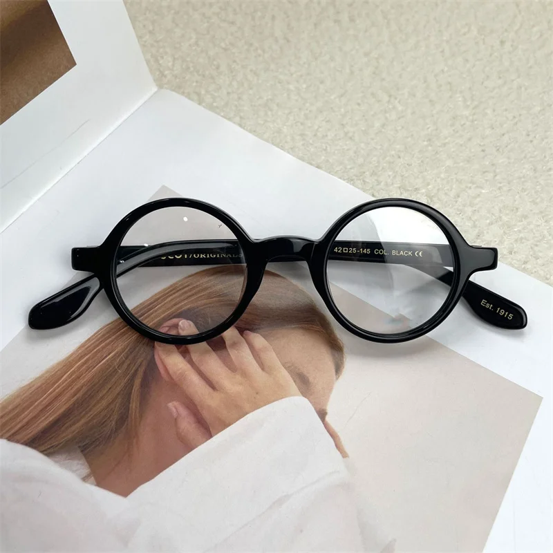 Fashion Acetate Glasses Frame Men Vintage Plate Small Face Round Eyeglasses Full Frames Women Circle Spectacles Designer Eyewear image 4