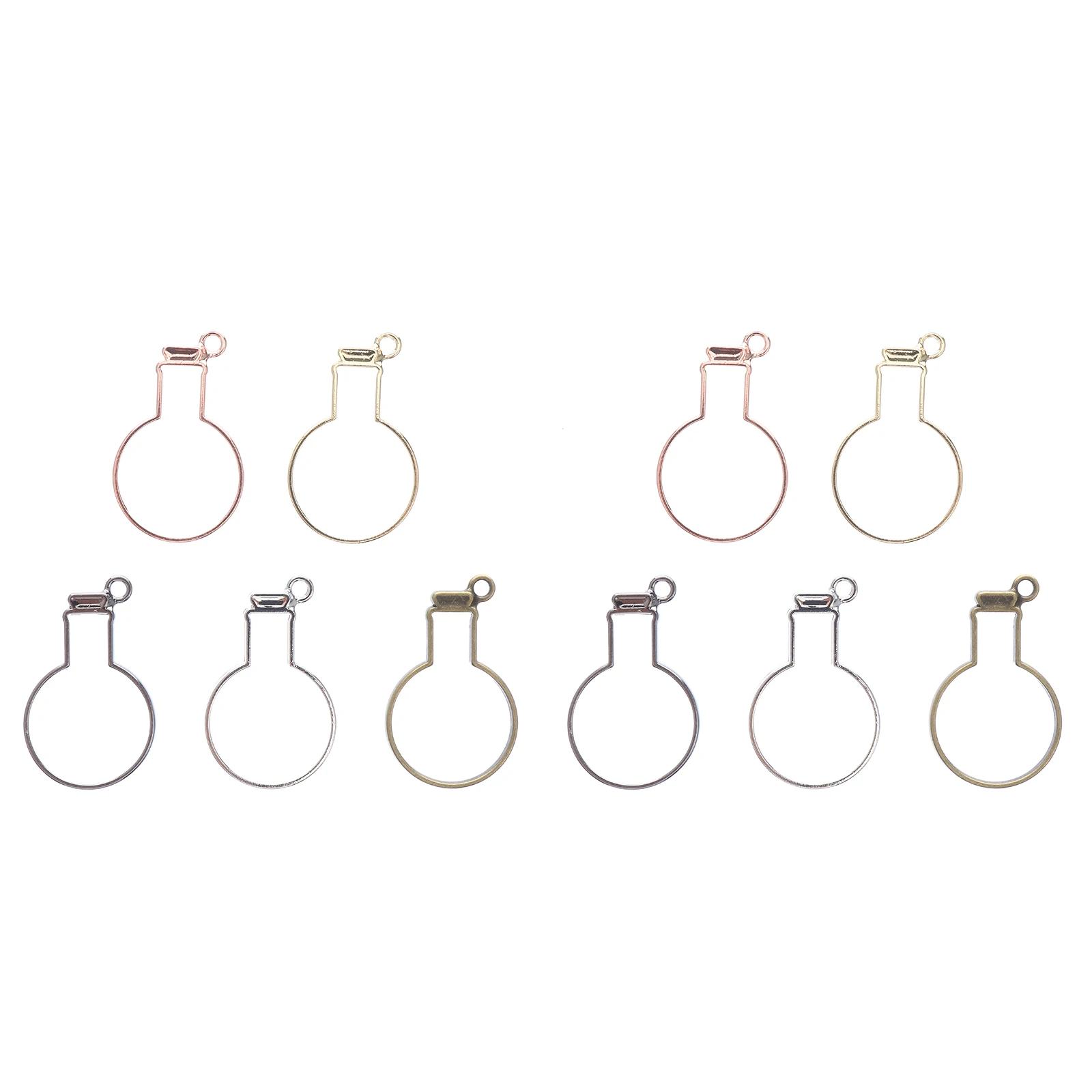 

50Pcs Open Bezels Drift Bottle Charms Alloy Frames DIY Resin Jewelry Pendants Hollow Blank Findings Open Bezels