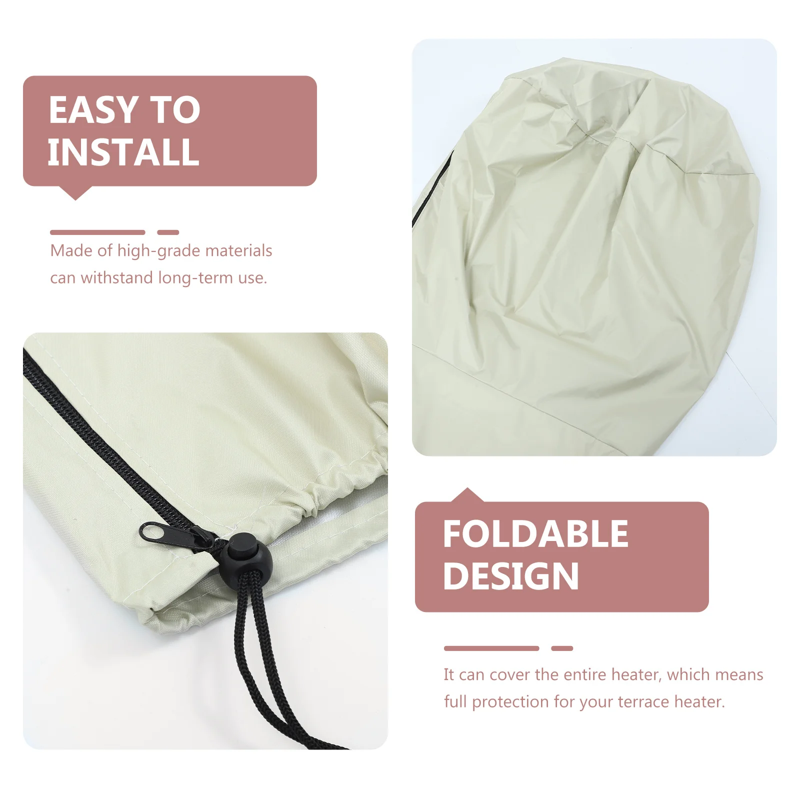 

Waterproof Foldable Patio Heater Cover Lightweight Dustproof Protective Cover For Garden Beige Suitable Outdoor Party Wedding