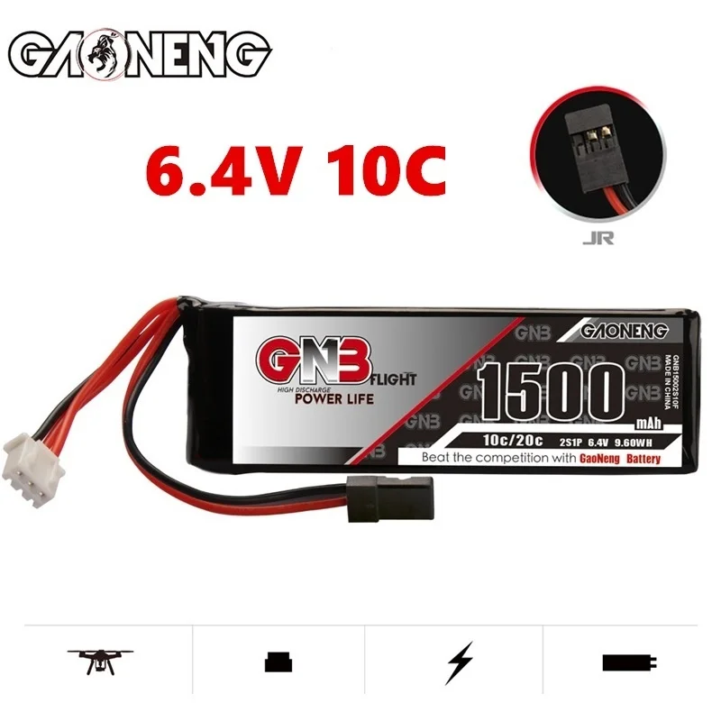 Original GNB 2S 6.4V 10C 1500mAh LiFePO4 LiFe Battery RX Battery Receiver Battery Transmitter Futaba Connectors 6.4V Battery