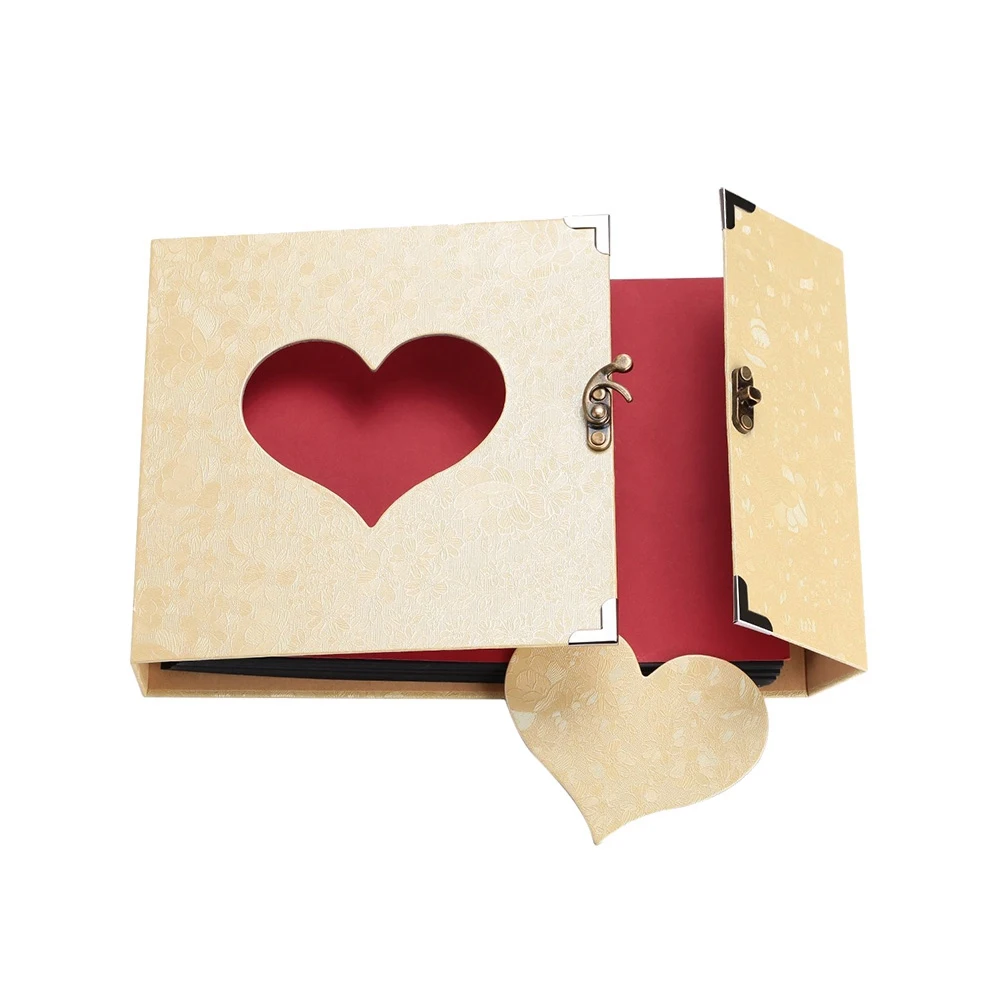 

DIY Photo Album 10 Inch Hollow Scrapbook Memory Album Travel History Love Heart Storage Gift Vintage Keepsake H made