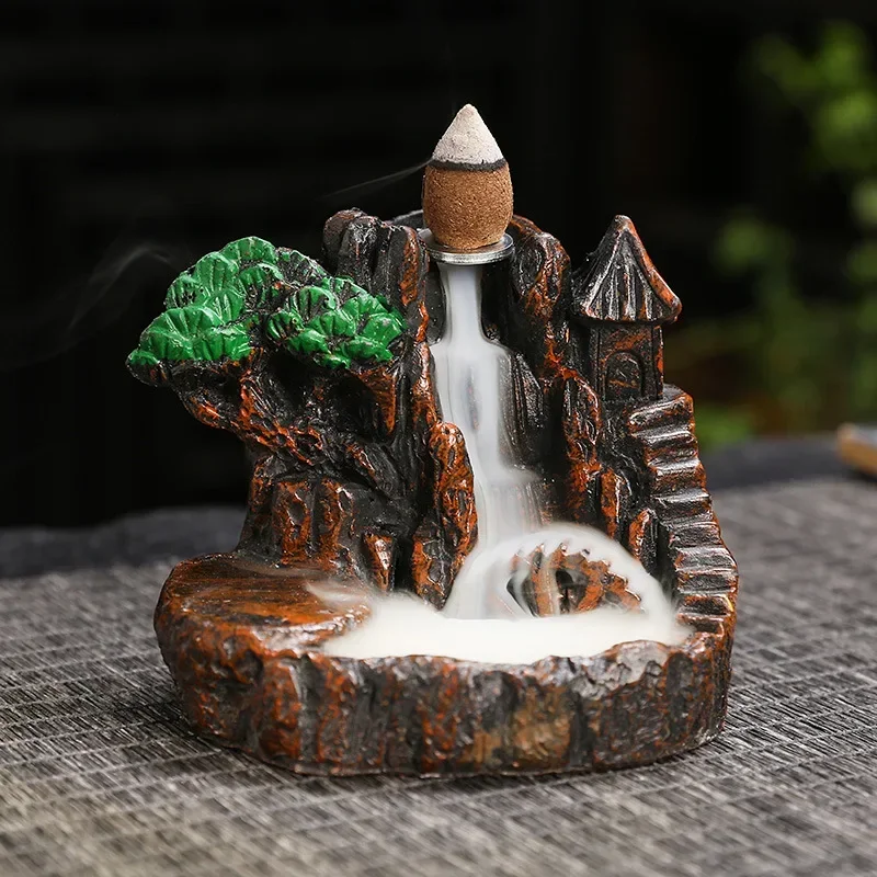 2025 Resin Reflux Incense Burner Tower Sandalwood Decoration Home Indoor Aromatherapy Mosquito Repellent Incense Burner Ornament