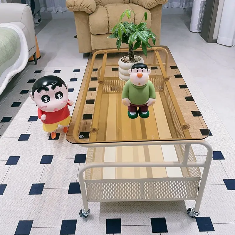 Cream Wind, Glass, Coffee Table, Rectangle, Side Table, Small Apartment, Living Room, Household, Removable, Simple, Table