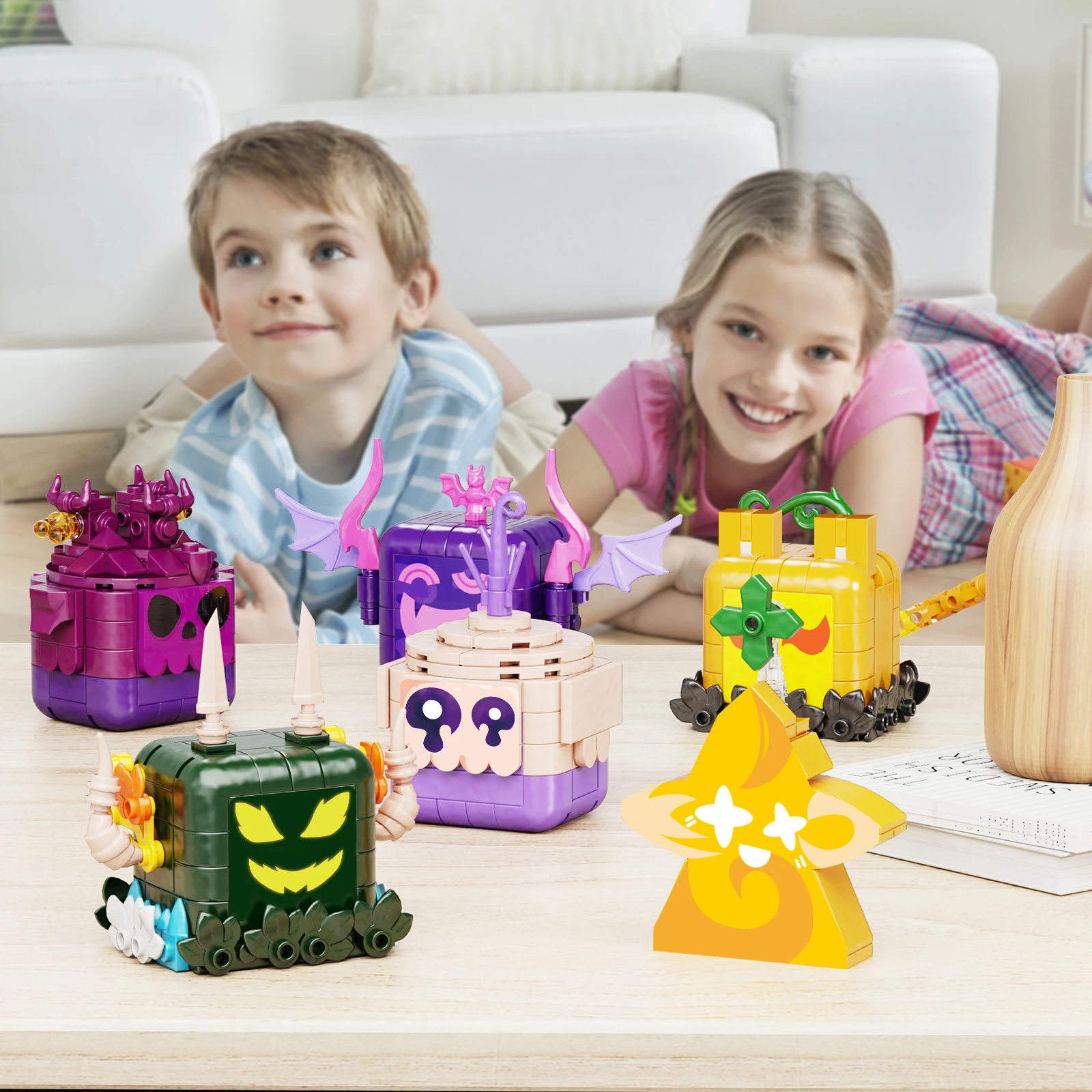 MOC-Juego de bloques de construcción de frutas Blox 6 en 1, juego de aventura, figuras de fruta del diablo, juguetes, modelo, regalos para niños, novedad de 2024