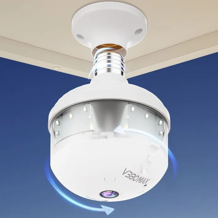 

V380Max APP 3MP 1296P 360 градусов полноцветный E27 ламповая головка Беспроводная PTZ IP купольная камера AI Обнаружение гуманоидов Безопасность Радионяня