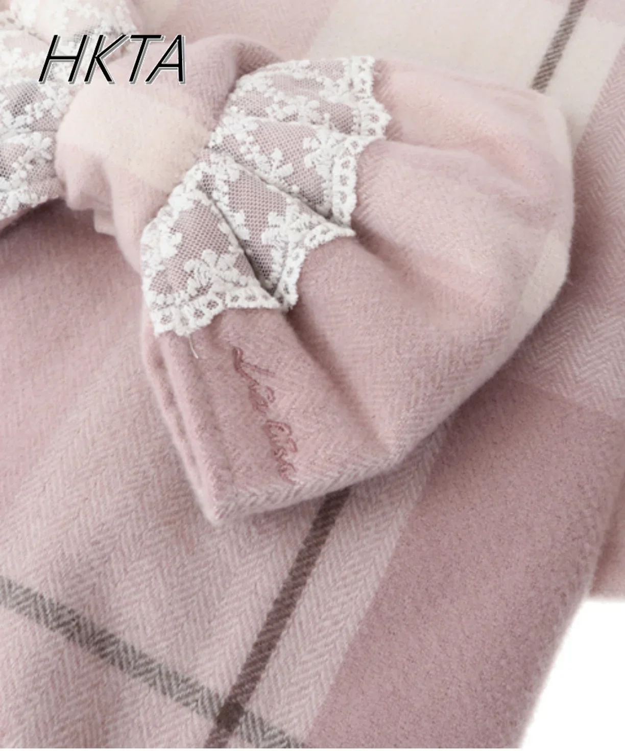 Japanese Lolita Girls Liz Scarf New Sweet Plaid Lace Bow Scarf Soft Warm Women's Female Winter  Luxury Designer Scarves